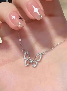 S999纯银饰蝴蝶项链夏高级感轻奢