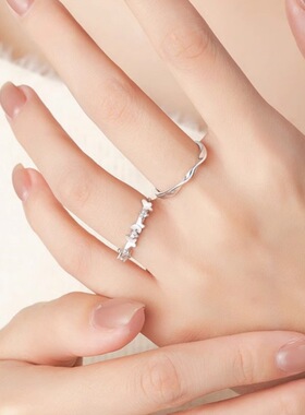 蝶恋S999纯银子情侣戒指一对男女