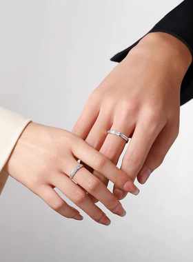 S925纯银戒指心动轨迹情侣对戒夜