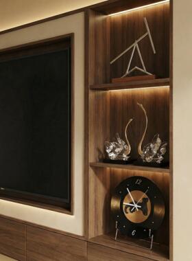 中古风轻奢高档客厅电视柜壁龛黑胶唱片时钟装饰品摆件高级感小众