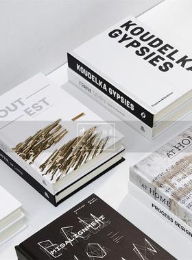 简约英文可翻页装饰真书样板间售楼处艺术软装饰品仿真书籍摆件