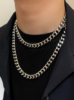 欧美ins古巴链子项链男女hiphop潮流嘻哈夸张钛钢不掉色高街粗款