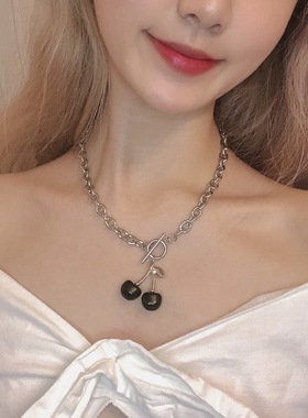 黑色樱桃项链女choker原宿风链条