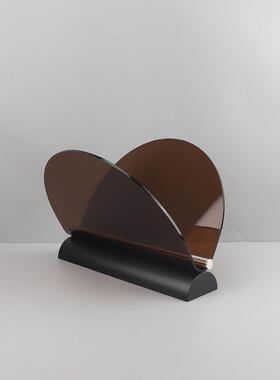 北欧简约金属亚克力杂志架摆件样板间家居客厅书房桌面收纳装饰品