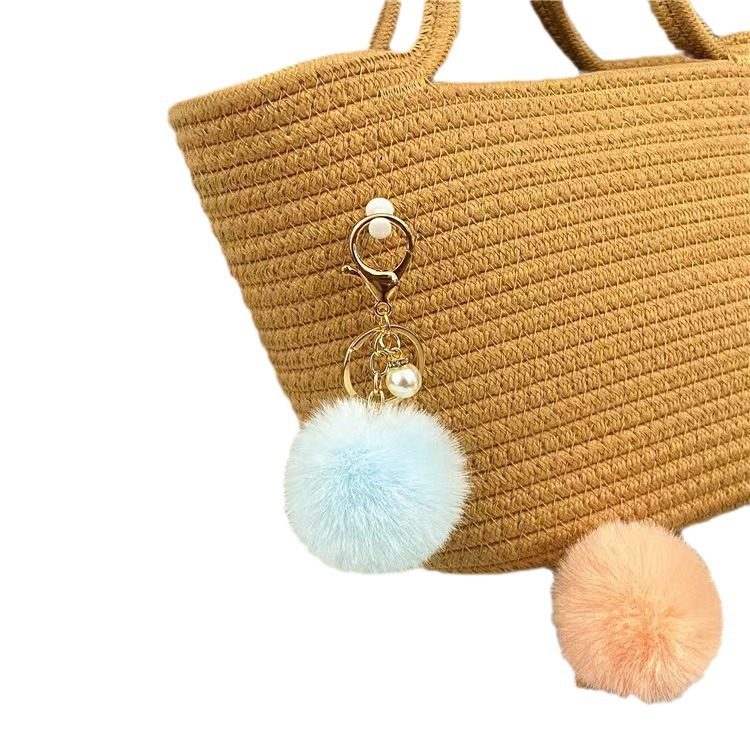 珍珠毛绒钥匙扣可爱学生马卡龙色系包包挂件汽车钥匙链配饰小礼物,淘宝优惠券,粉丝福利购,淘宝优惠卷