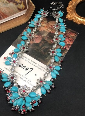 vintage饰品气质百搭绿松石红琉