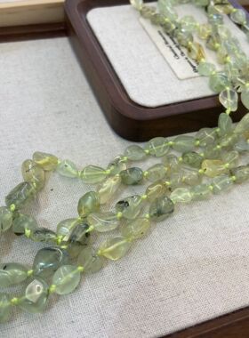 天然青提葡萄石不规则碎石手工串