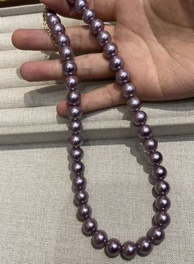 2024温柔紫色10M施家珍珠项链女