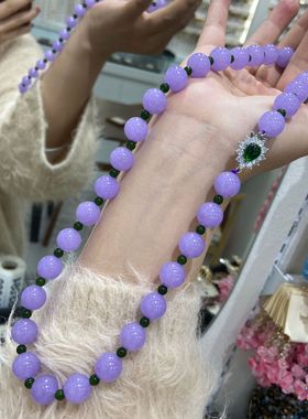 明星同款玛瑙串珠紫水晶项链满天