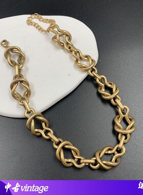 中古vintage镀老金夸张项链复古