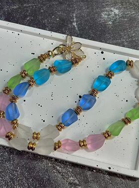 vintage玛卡龙色异形捷克琉璃欧