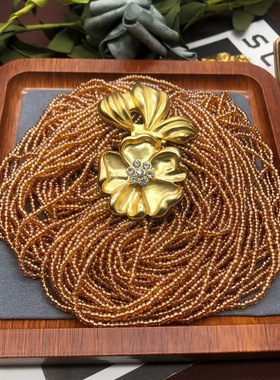 青岛vintage项链多层棕色小珠毛