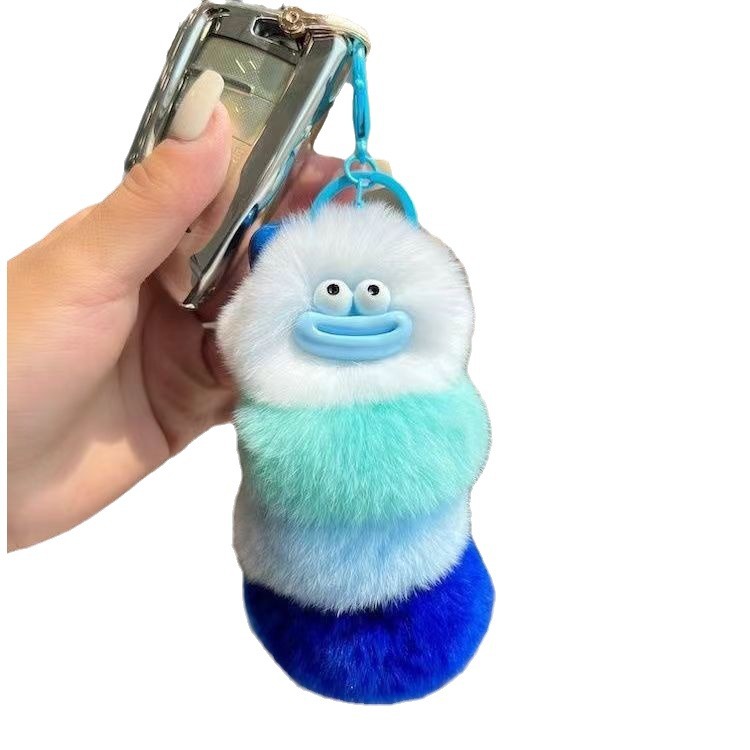 Ins ugly imitation rex rabbit fur cute caterpillar bag