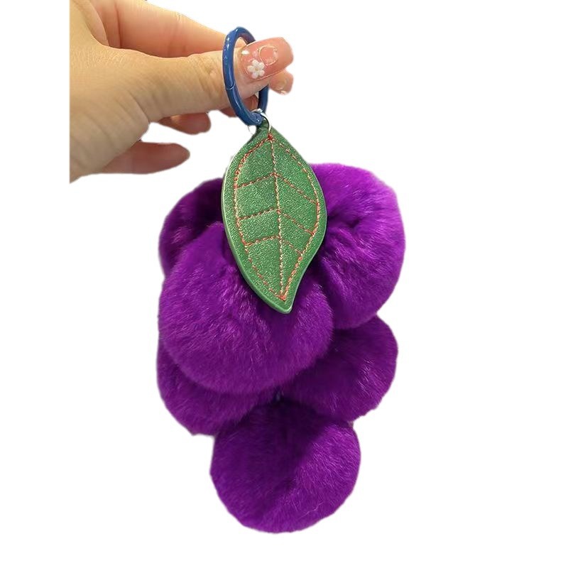 Cute Grape Imitation Rex Rabbit Fur Bag Hanging Net