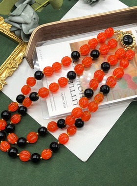 西洋双层开关项链感南瓜棱琉璃珠