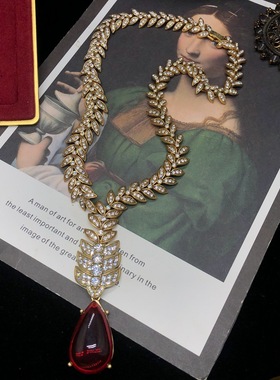 水波链高级设计复古做旧金镶项链