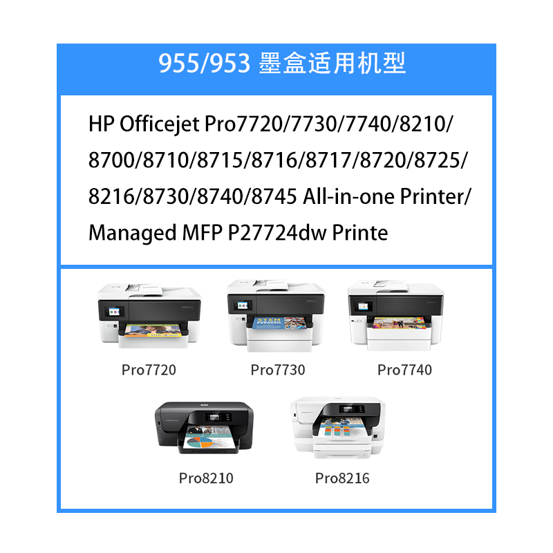 适用惠普955墨盒 HP 7720 8210 8720  953XL打印机彩色墨盒 - 图0