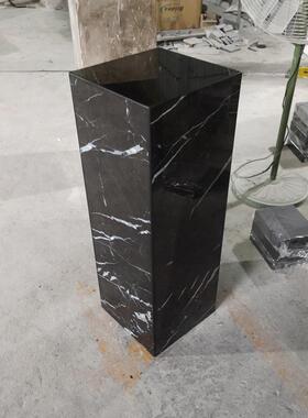 黑色大理石底座中式摆件玄关客厅摆件底座增高台石材花盆底座定制