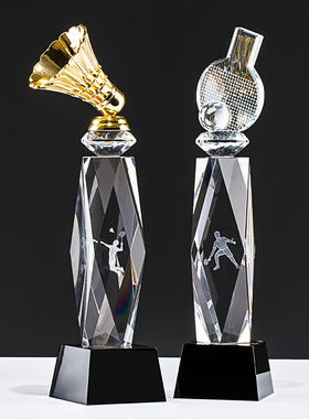 水晶奖杯定制足球篮球高尔夫羽毛球体育比赛活动颁奖纪念品