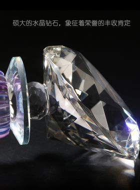 钻石水晶奖杯奖牌定制 颁奖礼品纪念品 免费刻字 创意水晶奖杯
