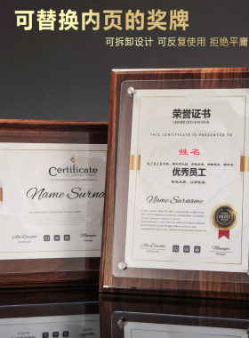 授权牌定制水晶奖牌聘书特约经销商加盟荣誉退休奖杯定做证书牌匾