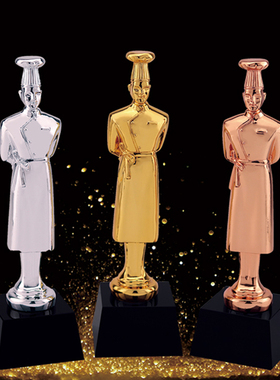 厨师奖杯水晶创意烹饪比赛奖杯定制金色厨神奖牌颁奖奖品厨师造型