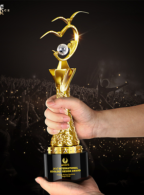 创意海鸥金属水晶奖杯定制定做比赛运动会冠军奖杯刻字制作