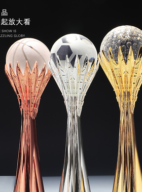 篮球高尔夫金属奖杯水晶定制体育活动比赛足球定做创意刻字运动会