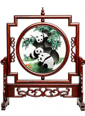 苏州刺绣摆件手工双面绣台屏苏绣中国风复古办公室桌面装饰品礼物
