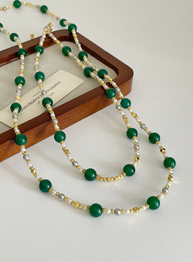 复古宫廷风祖母绿玛瑙项链