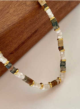 春夏天然石彩色串珠项链