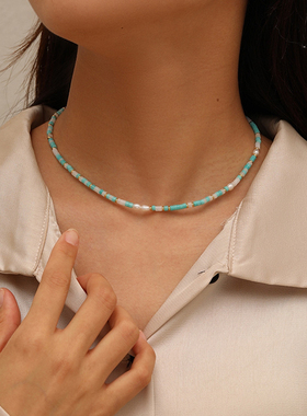 天然石女波西米亚串珠项链