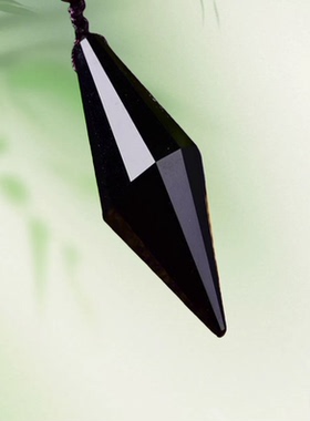 天然黑曜石双尖灵摆挂件吊坠