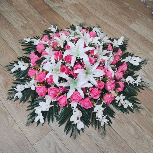 酒店大圆桌转盘用花餐桌花摆件装饰假花绢花厅大圆桌中间摆放台花 - 图1