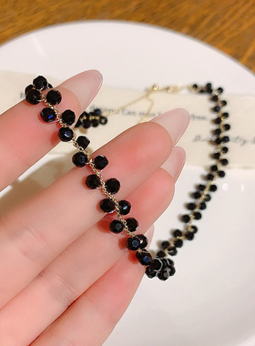 黑水晶项链女款2025新款轻奢小众