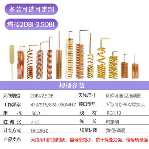 433/315/470/915M弹簧天线4G/2.4G/GSM/868MHZ无线收发模块天线 - 图2