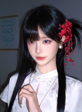 白色铃兰花朵流苏头花发饰女侧边