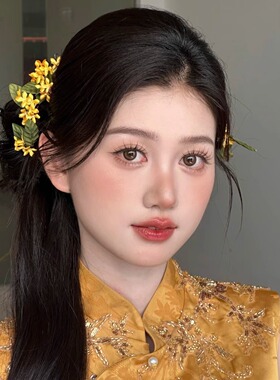 桂花头花头饰新娘结婚配饰高级感