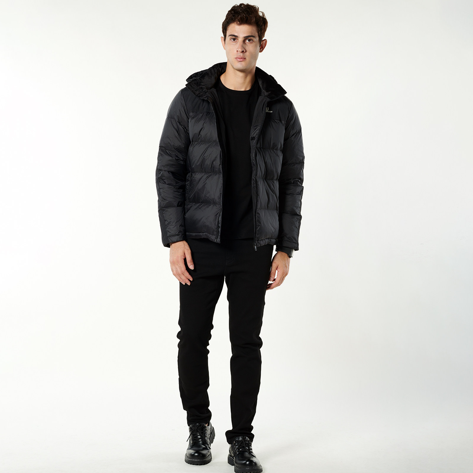 HW男装法国高端90白鸭绒户外冬季新款连帽立领防水加厚男士羽绒服