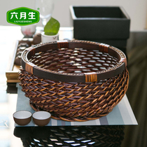 June Raw Tabletop Fruit Basket Home Round Woven Rattan Basket Kitchen Debris containing basket snacks Steamed Buns