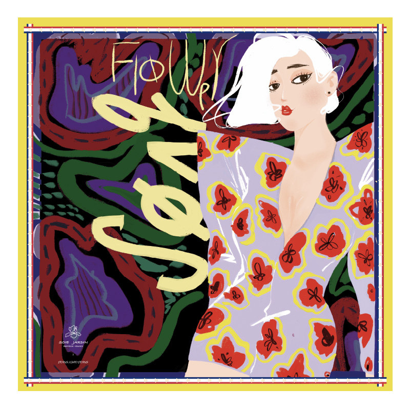 soie jardin 7#宋小宋联名城市系列真丝斜纹绸印花方丝巾手工卷边,淘宝优惠券,粉丝福利购,淘宝优惠卷