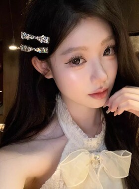 小香风闪锆方形水滴bb夹高级感