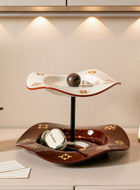 陶瓷双层首饰收纳盘衣帽间摆件