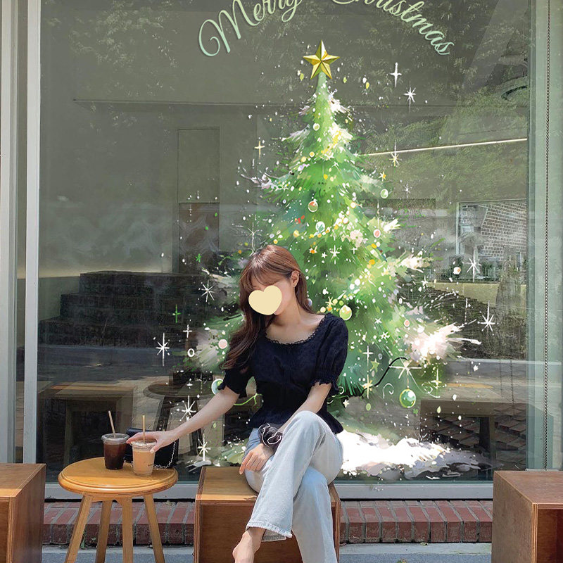 圣诞树窗贴商场女装店铺橱窗场景节日氛围装饰布置玻璃门贴纸美陈,淘宝优惠券,粉丝福利购,淘宝优惠卷