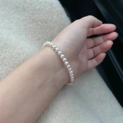 天然海水AKOYA珍珠手链18k金手饰正圆满珠手串弹力手环新款送女友 - 图3