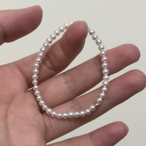 天然海水AKOYA珍珠手链18k金手饰正圆满珠手串弹力手环新款送女友 - 图0