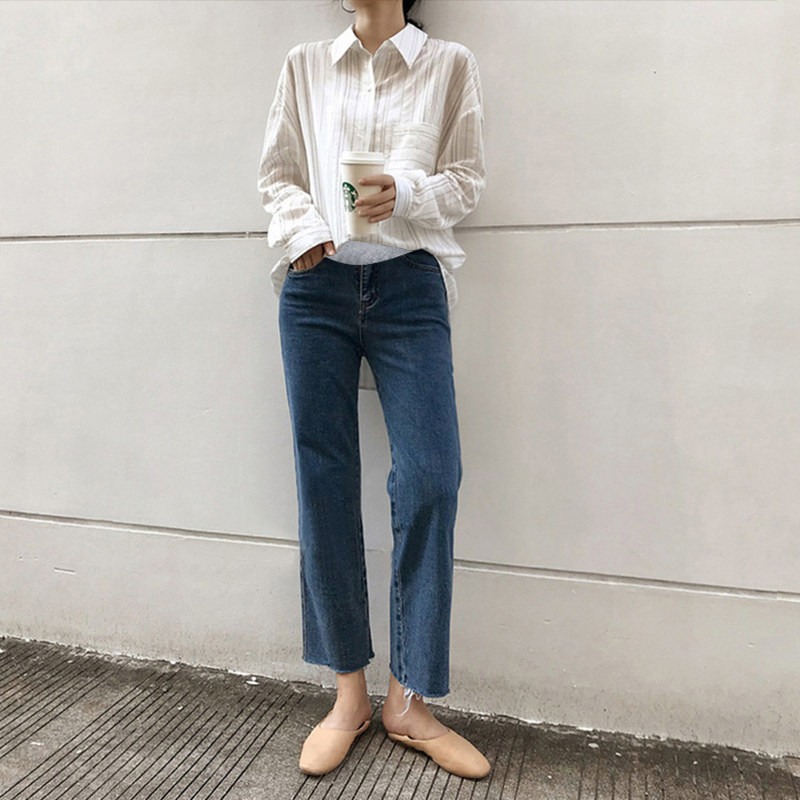 春秋外穿潮妈直筒宽松春装孕妇裤子 夏娜莎孕妇阔腿裤