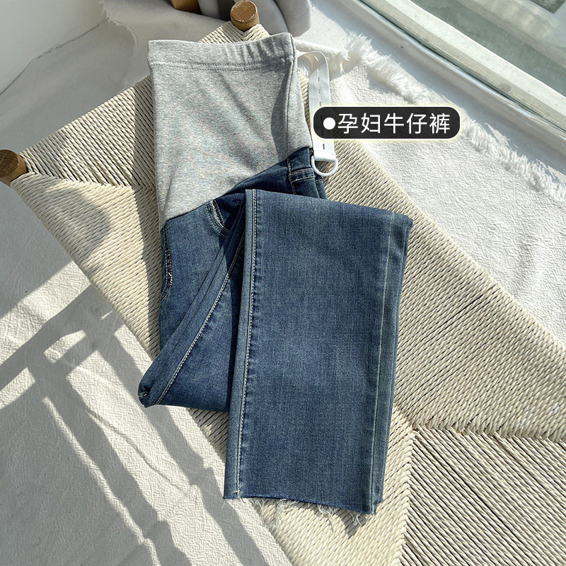 孕妇裤子女春秋直筒蓝色宽松牛仔裤 夏娜莎孕妇直筒裤