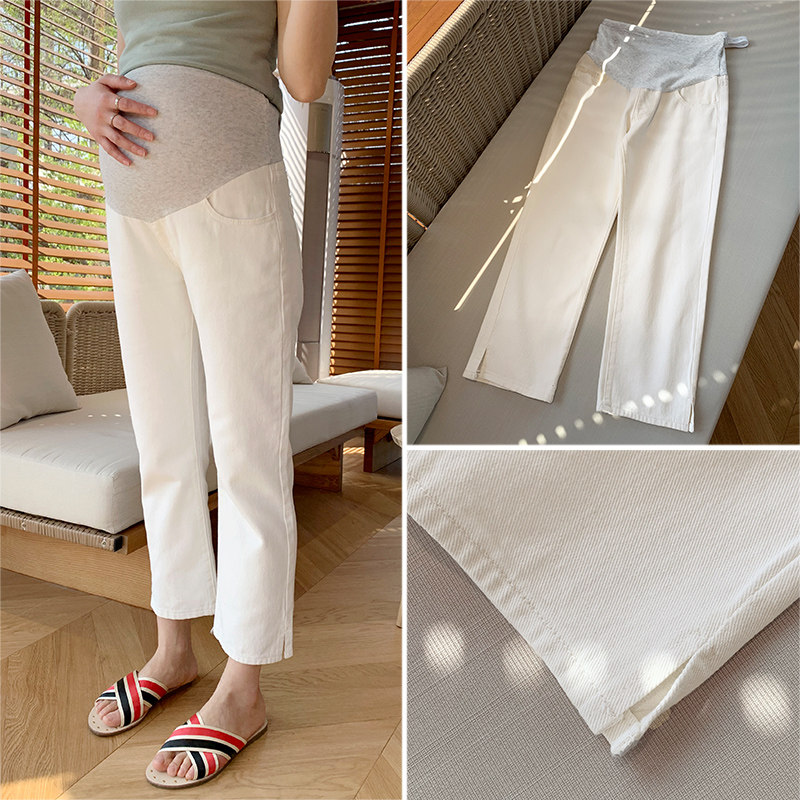 春秋外穿白色宽松直筒裤孕妇裤子 夏娜莎孕妇直筒裤