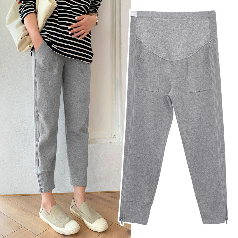 春秋外穿时尚侧拉链潮妈孕妇裤子 夏娜莎孕妇打底裤